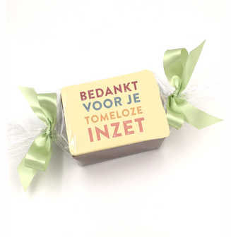 Bedankt voor jouw inzet chocolade bakje met pralines